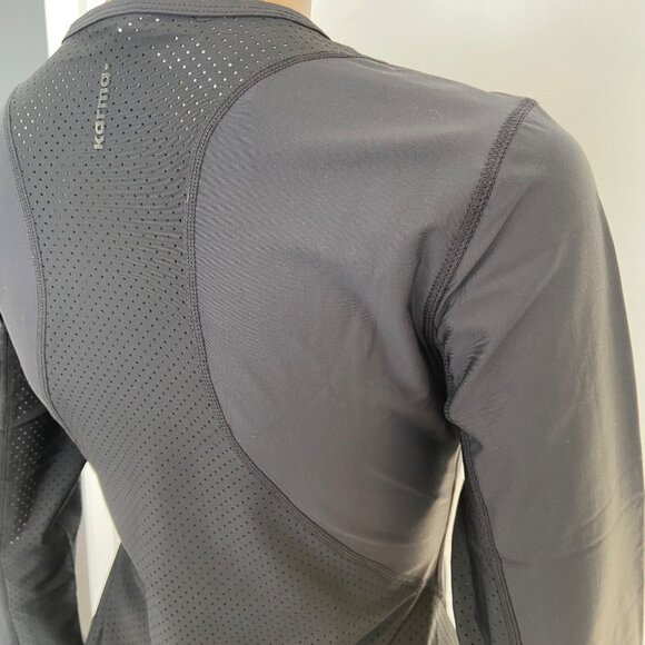 Karma Athletics Womens Black Long-Sleeve Perforated Activewear Top Size Small - Picture 9 of 16